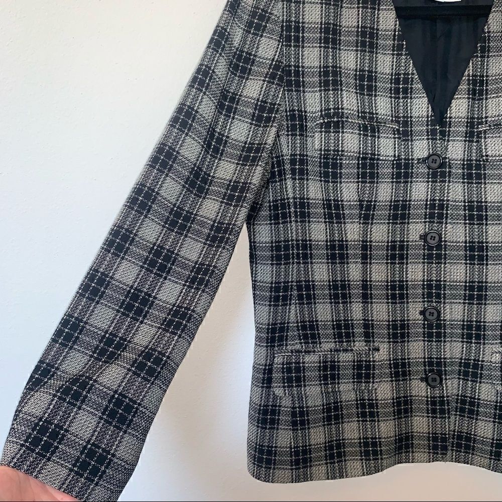 Vintage Liz Claiborne Collection Plaid Print Blazer Jacket - Picture 3 of 9